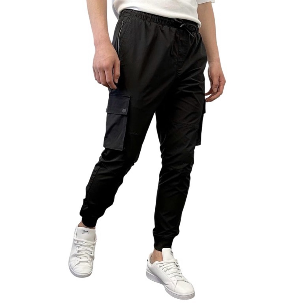 South Pole Black Cargo Jogger Pants for Men XL Mechanical Stretch Drawstring